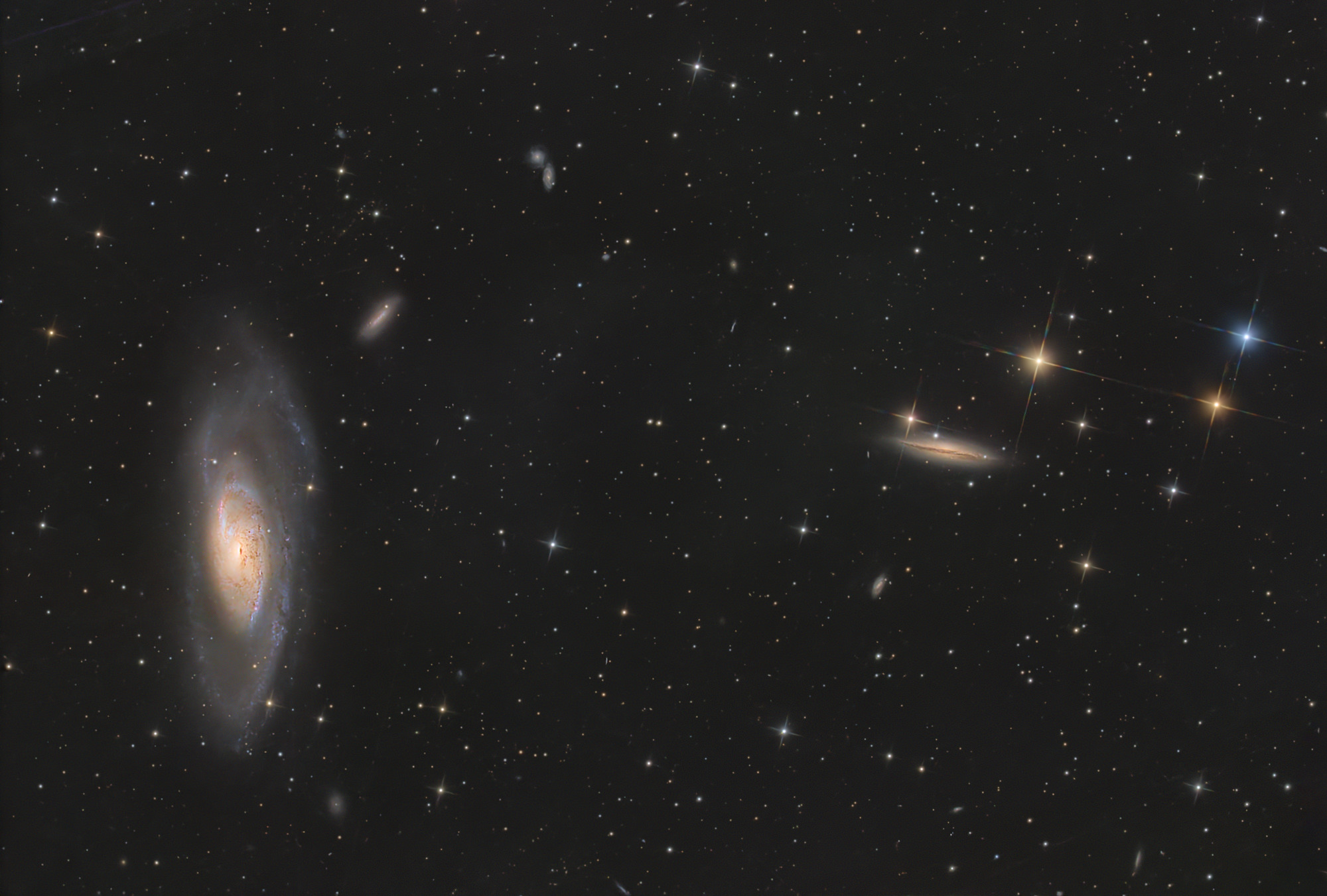 The spiral galaxy Messier 106 lies in the constellation Canes Venatici.